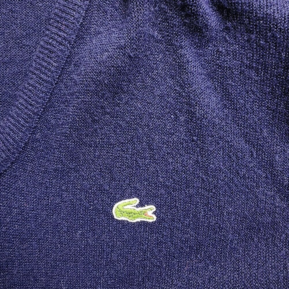 Vintage IZOD Lacoste Blue V-Neck Sweater, Men's Large - Picture 6 of 9